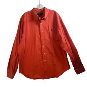 Ralph Lauren Mens XXL Classic Fit Orange Cotton Button Down Long Sleeve Shirt